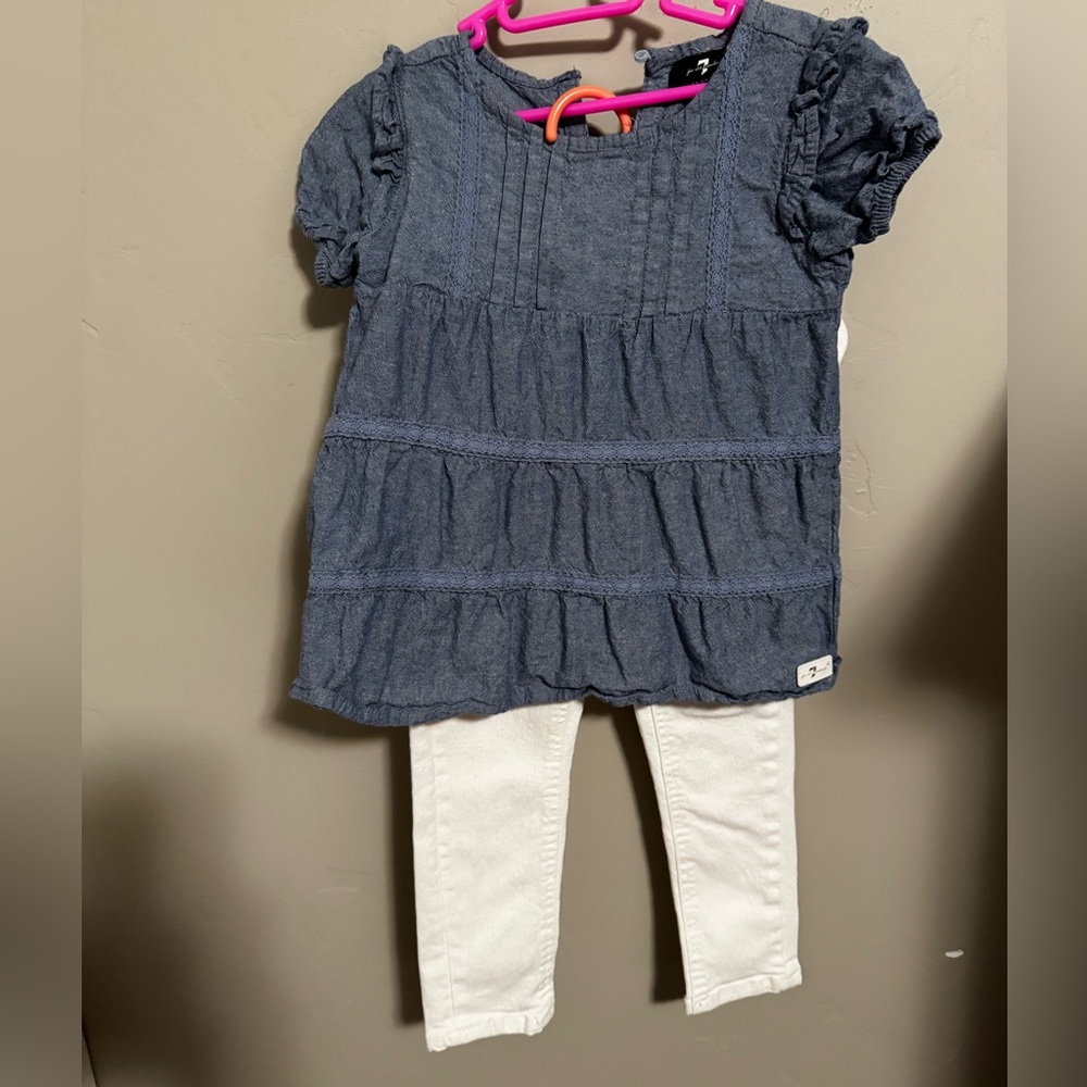 7 For All Mankind Blue and White Kids Matching Set